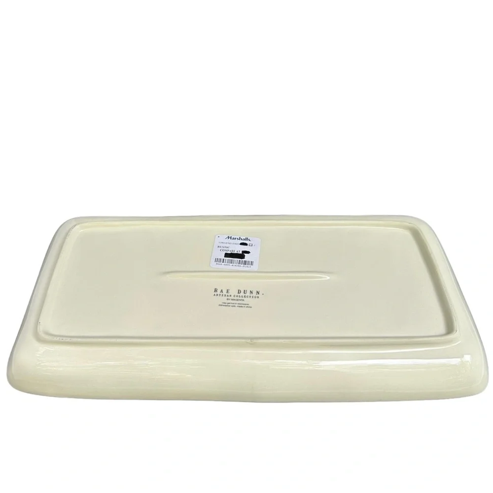 Rae Dunn Christmas Platter NAUGHTY & NICE White Black Long Letters NWT 2017 OG